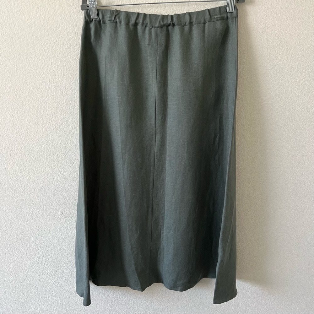 NWT Chaser Linen Blend Button Front A-Line Midi Skirt Coastal Minimalist Medium - Picture 10 of 16